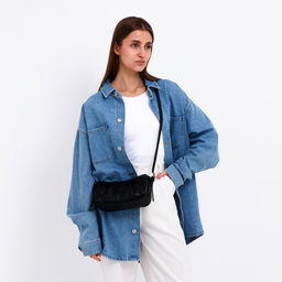 Сумка женская кросс-боди на молнии, 24×7×13 см, чёрная