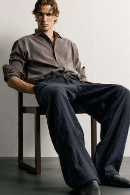 PANTAL?N RELAXED FIT 100% LINO / Marino oscuro - Zara фото 17