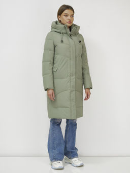 Куртка зимняя с капюшоном удлиненная стеганная зеленого цвета 9650Z - Mtforce фото 11
