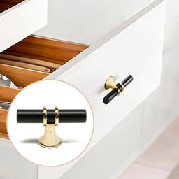 Цена за 3 шт. Ручка-кнопка CAPPIO, d=12 мм, пластик, цвет золото/черный