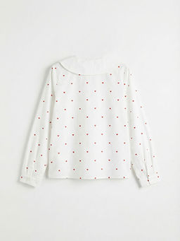 Bebe Yaka Bask?l? Poplin K?z ?ocuk G?mlek