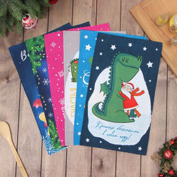 Набор полотенец Доляна Волшебства в новом году 28х46 см - 6 шт, 100% хл, рогожка 164 г/м2  фото 2