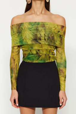 Trendyolmilla Cok Renkli Desenli Orme Tul Bluz TPRAW24BZ00094 фото 4