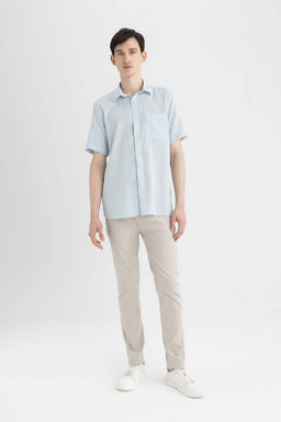 Хлопковая рубашка с короткими рукавами и воротником поло стандартного кроя - Defacto фото 7