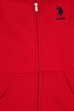 K_z _ocuk K_rm_z_ Kap__onlu Fermuarl_ _ardonlu Basic Sweatshirt Sepette S_rpriz _ndirim - U.s. polo assn фото 5
