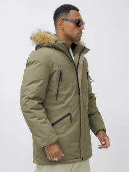 Парка мужская зимняя удлиненная с мехом бежевого цвета 606_1B - Wonderrman фото 10