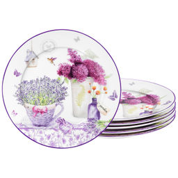 Набор тарелок десертных 6 предметов 19*19*2 см "Лаванда" фарфор NEW BONE CHINA