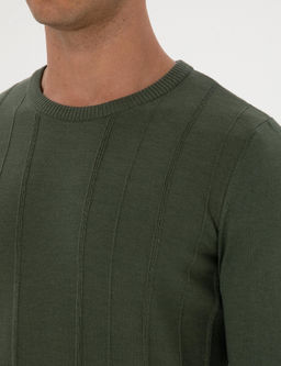 Koyu Haki Slim Fit Bisiklet Yaka Triko Kazak - Pierre cardin фото 7