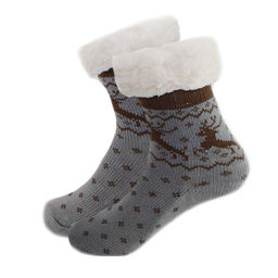 Носки детские утепленные с меховым отворотом "Олени", размер 30-35.