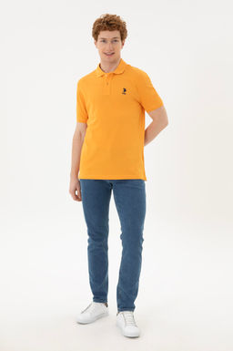 Мужская темно-желтая базовая футболка с воротником-поло Неожиданная скидка в корзине - U.s. polo assn фото 4