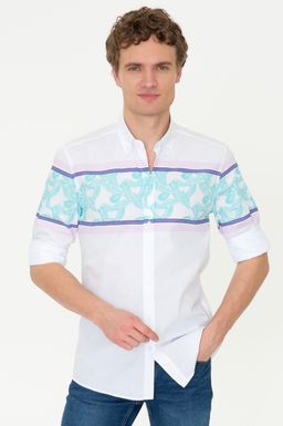 U. S. Polo Assn Мужская белая рубашка с длинным рукавом