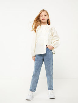 Beli Lastikli Basic K?z ?ocuk Jean Pantolon