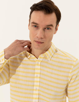 Sar_ Keten Kar___ml_ Slim Fit Uzun Kollu G_mlek