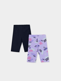 Шорты для девочек мультипак (2 шт.) в лавандовом и черном цвете с граффити