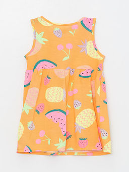 Bisiklet Yaka Bask?l? K?z Bebek Elbise