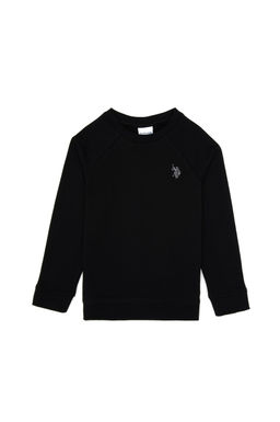 Erkek _ocuk Siyah Basic Bisiklet Yaka Sweatshirt Sepette S_rpriz _ndirim