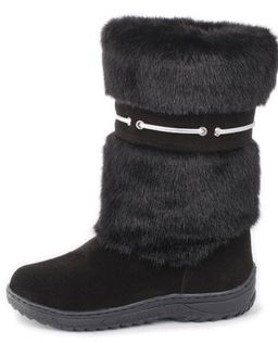 Унты женские на литой подошве черные, норка черная - Roshva фото 2