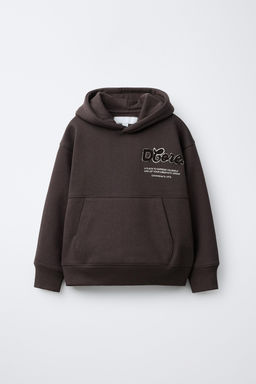 SUDADERA CAPUCHA TEXTO RIZO / Marr?n - Zara фото 3
