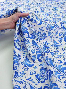 Рогожка Гжельский узор цв.серый меланж, ш.1.5м, хлопок-100%, 170гр/м.кв - Купава фото 2