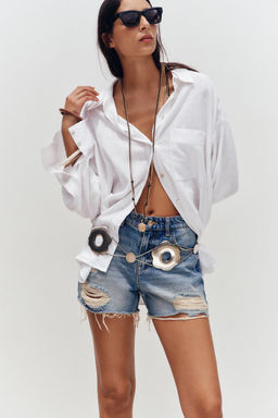 Z1975 RIPPED LOW-RISE SHORTS - Zara фото 12