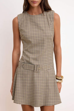 Cok Renkli Kemer Detayl? Ekose/Kareli Mini Dokuma Elbise TWOSS26EL00343 - Trendyolmilla фото 3