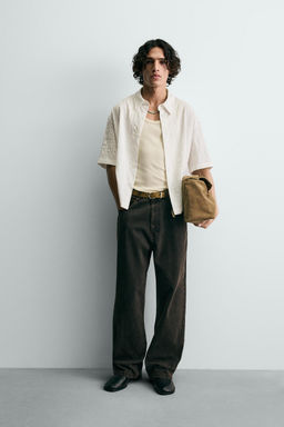 STRIPED TEXTURED FLOWING SHIRT - Zara фото 9