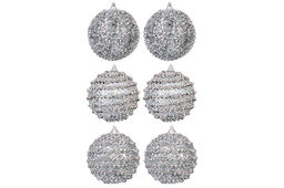 Набор 6 новогодних шаров 9,5*9,5 см Серебряный узор - Elan gallery фото 4