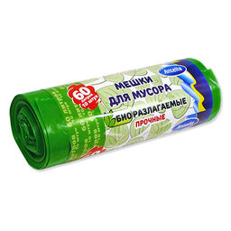 Мешки для мусора 60 л 10 шт 26 мкм/HDPE/ биоразлагаемые, прочные арт. 25310_Антелла