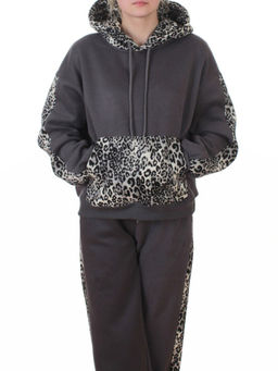 008 DK. GRAY/LEOPARD Костюм спортивный зимний женский (95% хлопок, 5% полиэстер)