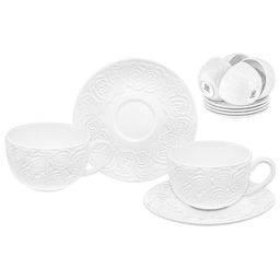 Чайный набор "Розы" 12 предметов, чашка - 13*10*6,5 см, 300 мл - 6 шт., блюдце - 16*16*1.8 см - 6 шт