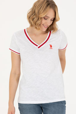 Kad_n Beyaz V Yaka Ti__rt - U.s. polo assn фото 3