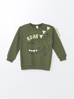 Bisiklet Yaka Uzun Kollu Bask?l? Erkek Bebek Sweatshirt ve E?ofman Alt 2li Tak?m