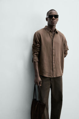 CAMISA REGULAR FIT 100% LINO / Marr?n - Zara фото 7