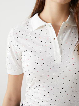 LC Waikiki Ekru Polo Yaka Desenli Kad_n Ti__rt