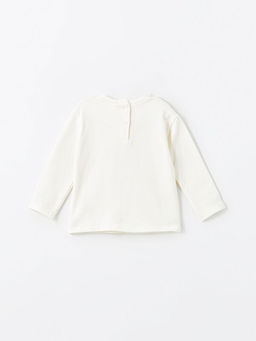 Bisiklet Yaka Bask?l? K?z Bebek Sweatshirt