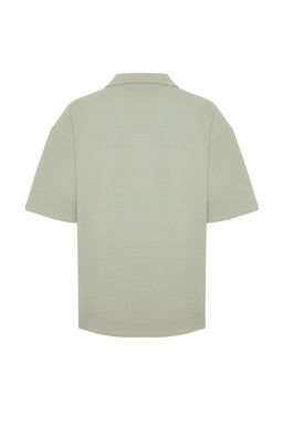 TRENDYOL MAN Premium Tas Oversize/Genis Kesim Yaz? Nak?sl? Dokulu Polo Yaka T-Shirt TMNSS24PO00011 - Trendyolmilla фото 9