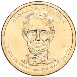 Монета 1 доллар 2010 года (P) США 16-й президент США Авраам Линкольн