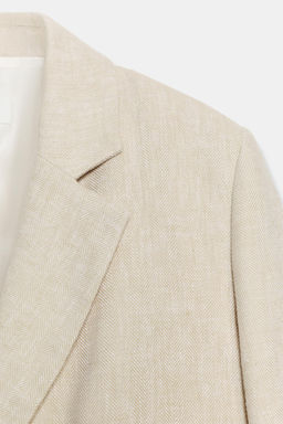 BLAZER CORTA CON LINO HOMBRERAS / Beige claro - Zara фото 10
