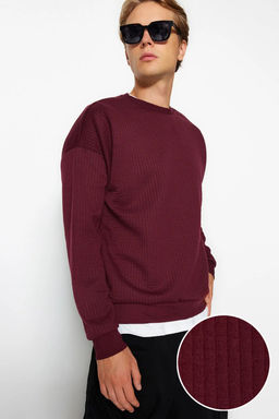 TRENDYOL MAN Bordo Regular Fit Uzun Kollu Dokulu Sweatshirt TMNAW22SW1020