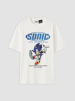 Bisiklet Yaka Sonic Bask?l? Erkek ?ocuk Ti??rt