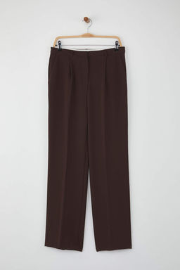 Wardrobe Essentials Koyu Kahverengi Icten Bel Ayarlamal? Genis Paca Pantolon | TWOAW26PL00028