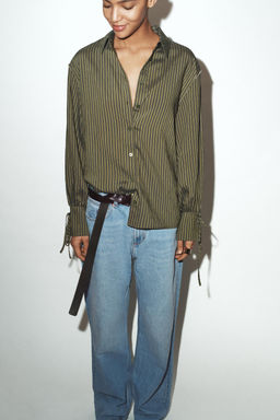 CAMISA RAYAS LAZOS / Khaki oscuro - Zara фото 2