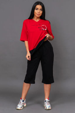 Костюм женский, цвет черный красный