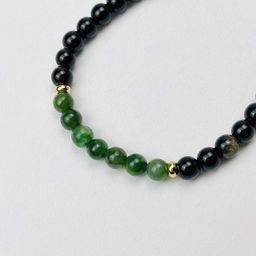 Браслет из золотистого Обсидиана и Нефрита 17 см +