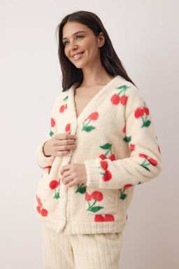 Cok Renkli Kiraz Desenli Wellsoft Orme Pijama Tak?m? THMAW26PT00181