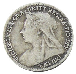 Монета 3 пенса 1896 года Великобритания