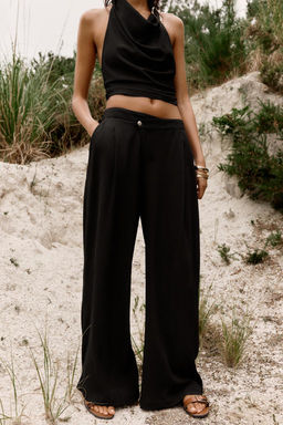 WIDE-LEG TROUSERS WITH WRAP WAIST - Zara фото 2