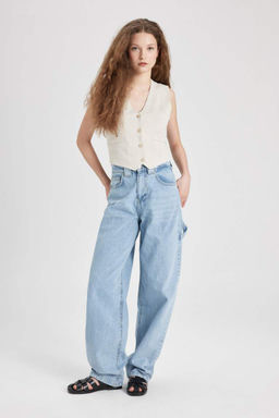 Блейзер стандартного кроя из смесового льна - Defacto фото 2