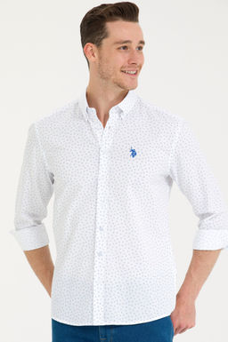 U. S. Polo Assn Мужская белая рубашка с принтом Saks