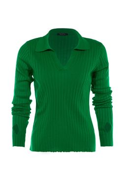 Yesil Kol Ucu Detayl? Polo Yaka Triko Kazak TWOAW21KZ1113